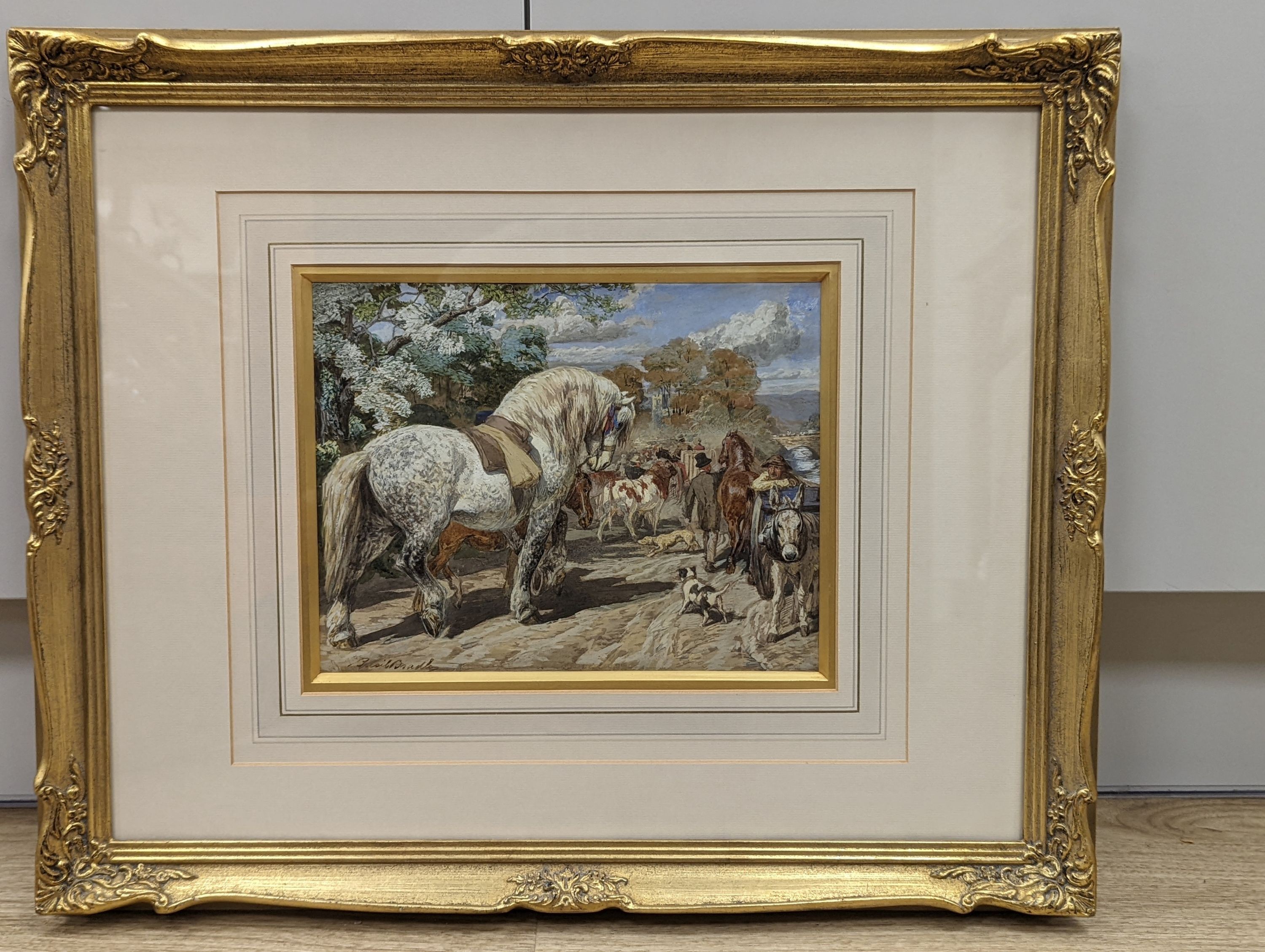 Basil Bradley (1842-1904), watercolour, Heading to market, signed, 21 x 27cm